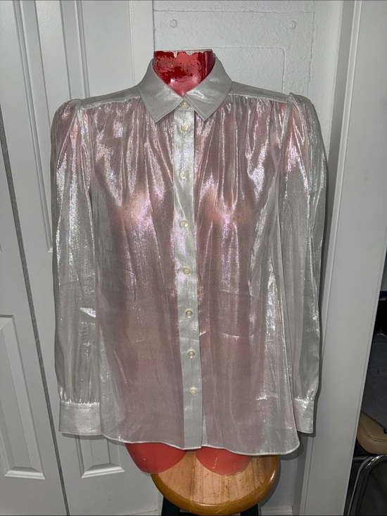 kate spade Tops - Kate Spade metallic sheer top shirt blouse